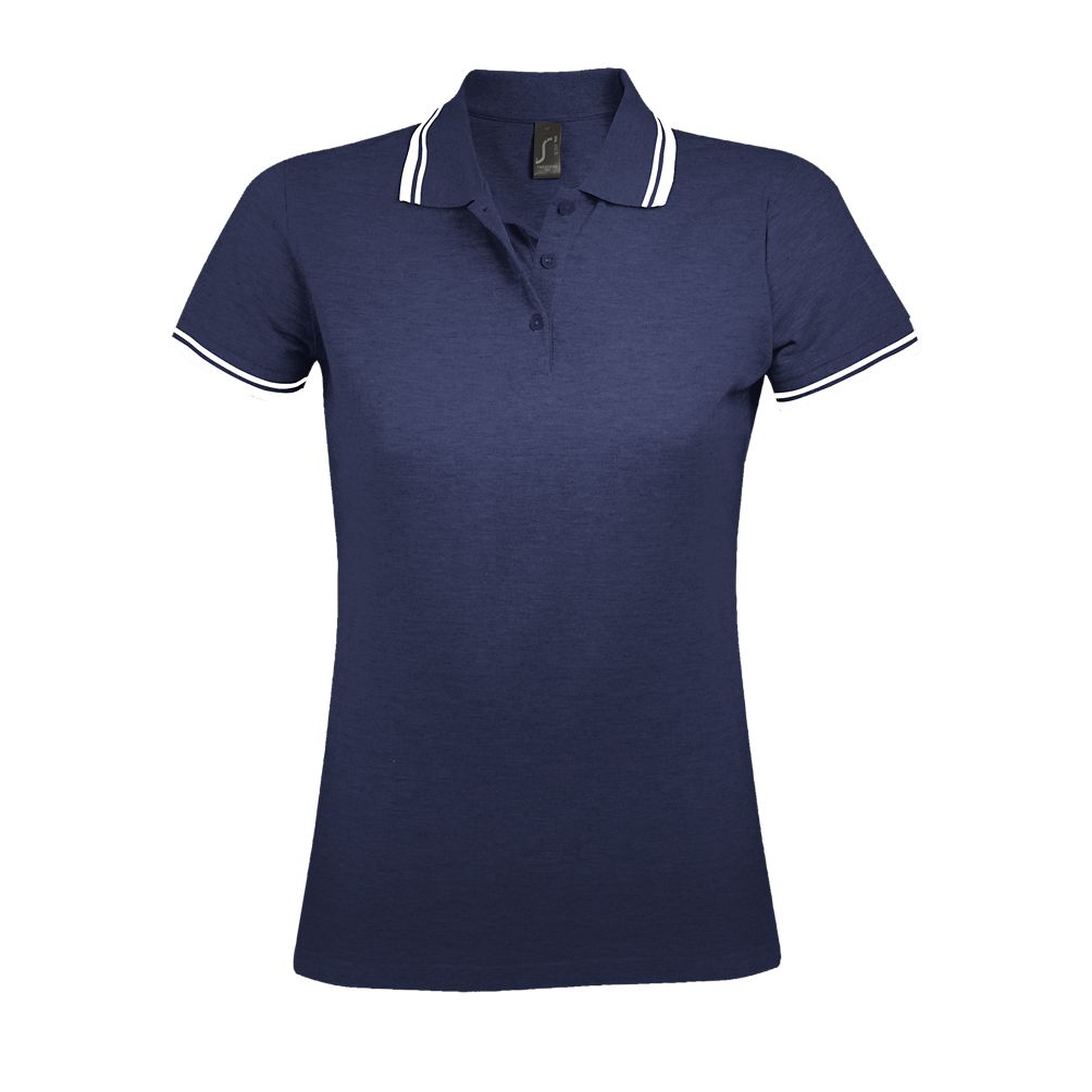 Pasadena Women Damen Poloshirt Kurzarm in Farbe Blu oltremare / Bianco