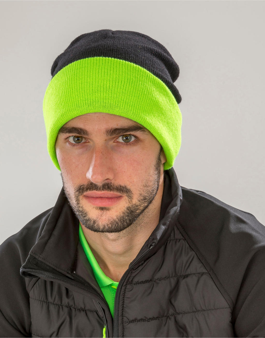 Recycled Black Compass Beanie in Farbe Black/Grey