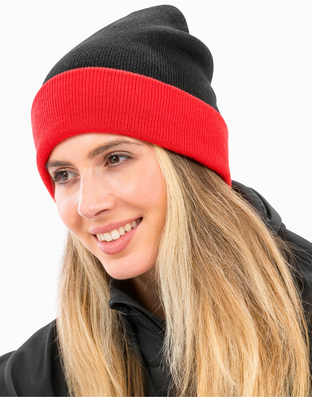 Recycled Black Compass Beanie in Farbe Black/Grey