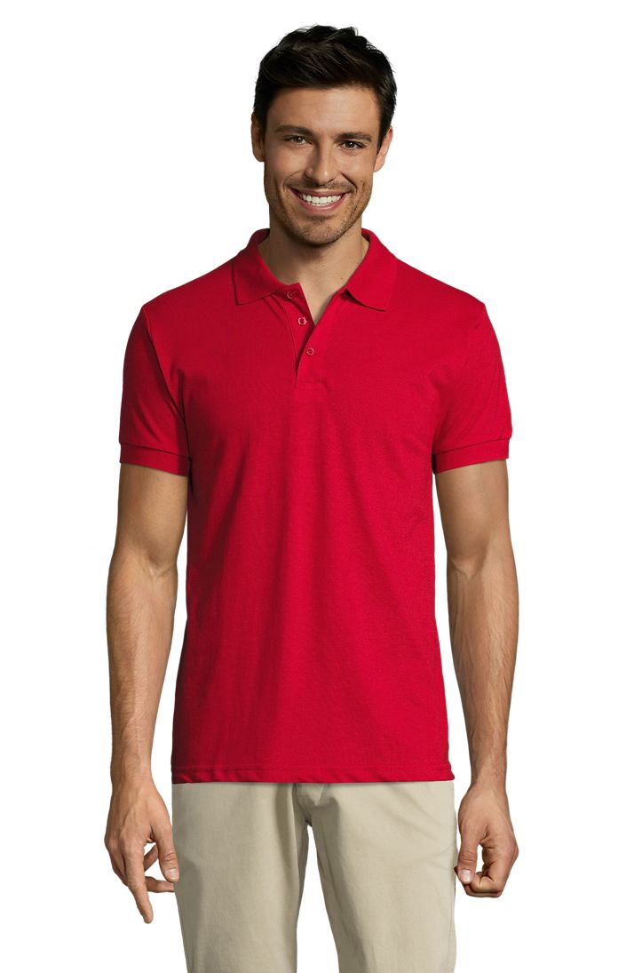 Prime Men Herren Polycotton Poloshirt Kurzarm in Farbe Red