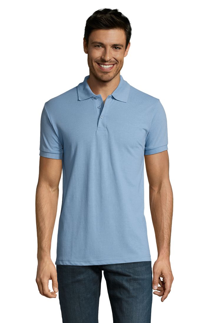 Prime Men Herren Polycotton Poloshirt Kurzarm in Farbe Sky blue