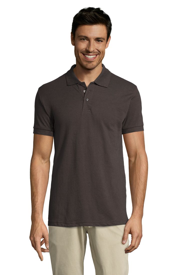 Prime Men Herren Polycotton Poloshirt Kurzarm in Farbe Dark grey