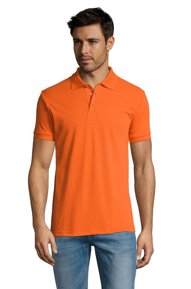 Prime Men Herren Polycotton Poloshirt Kurzarm in Farbe Orange