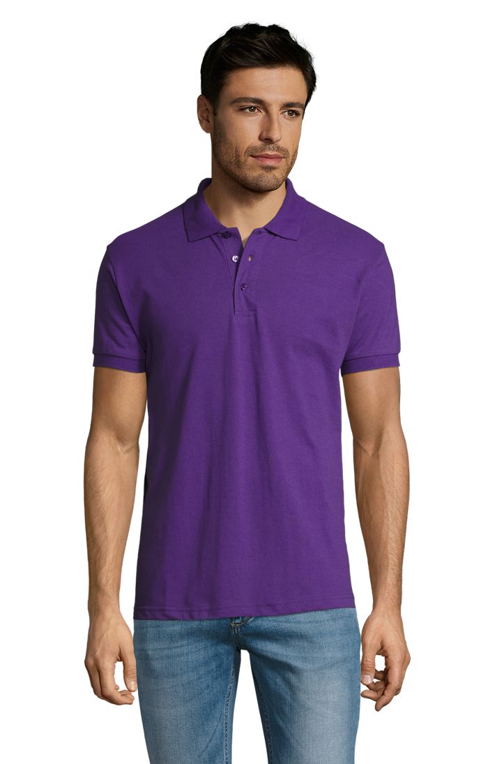 Prime Men Herren Polycotton Poloshirt Kurzarm in Farbe Dark purple