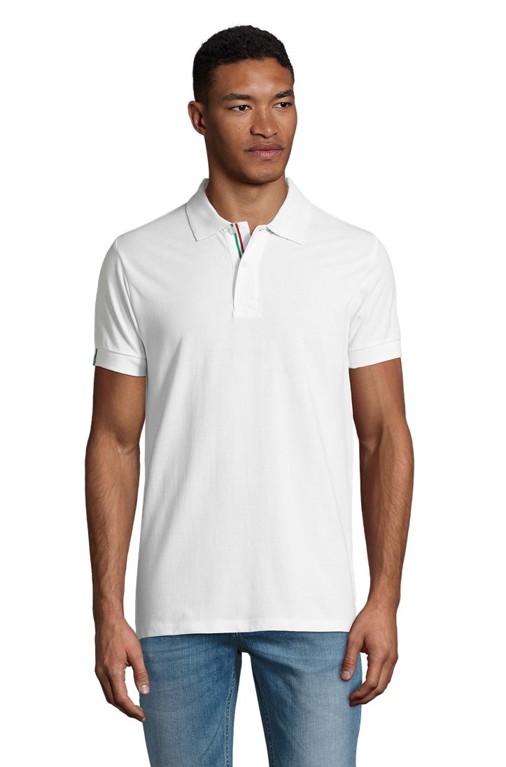 Patriot Herren Poloshirt Kurzarm in Farbe White / Red