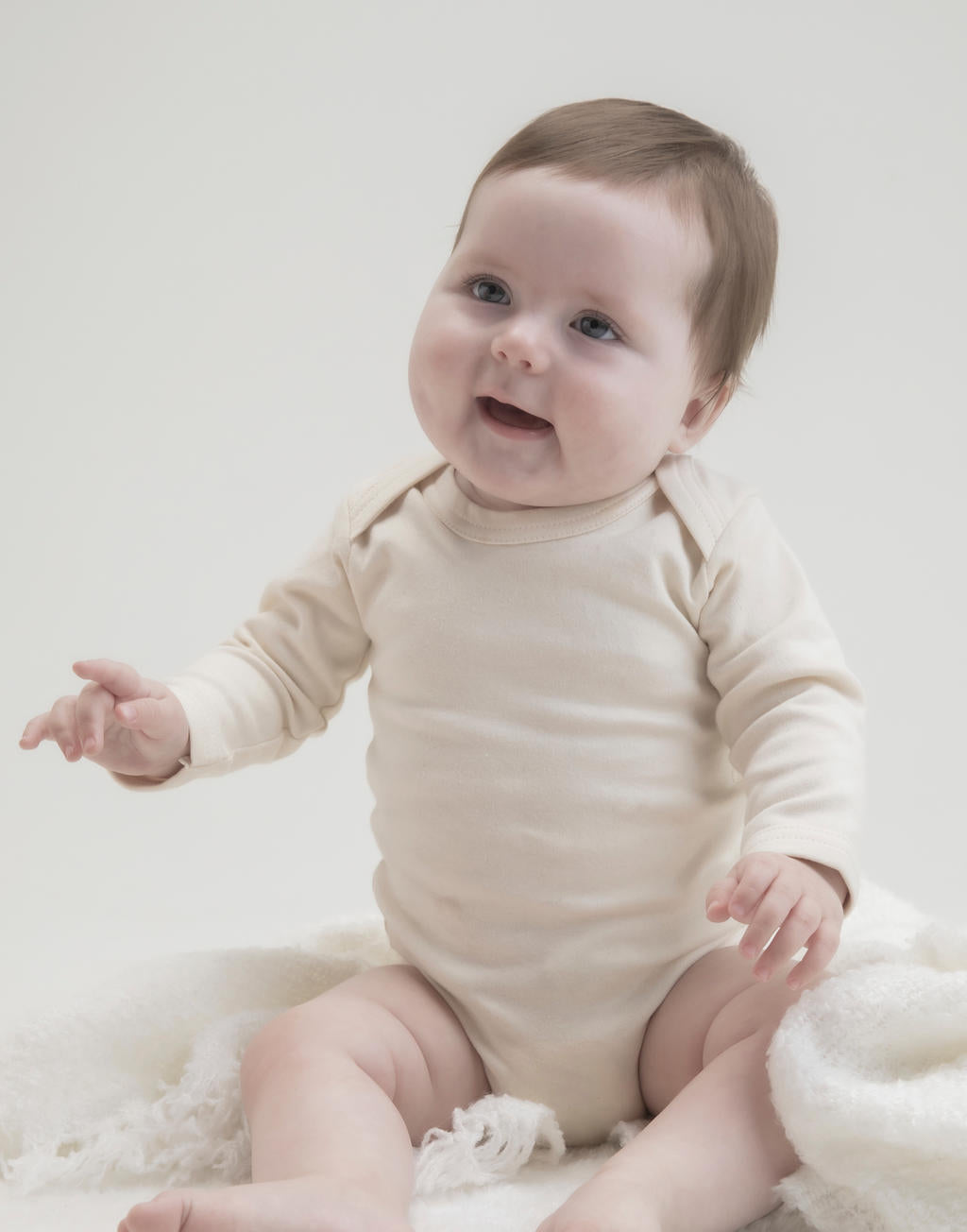  Baby long Sleeve Bodysuit in Farbe White
