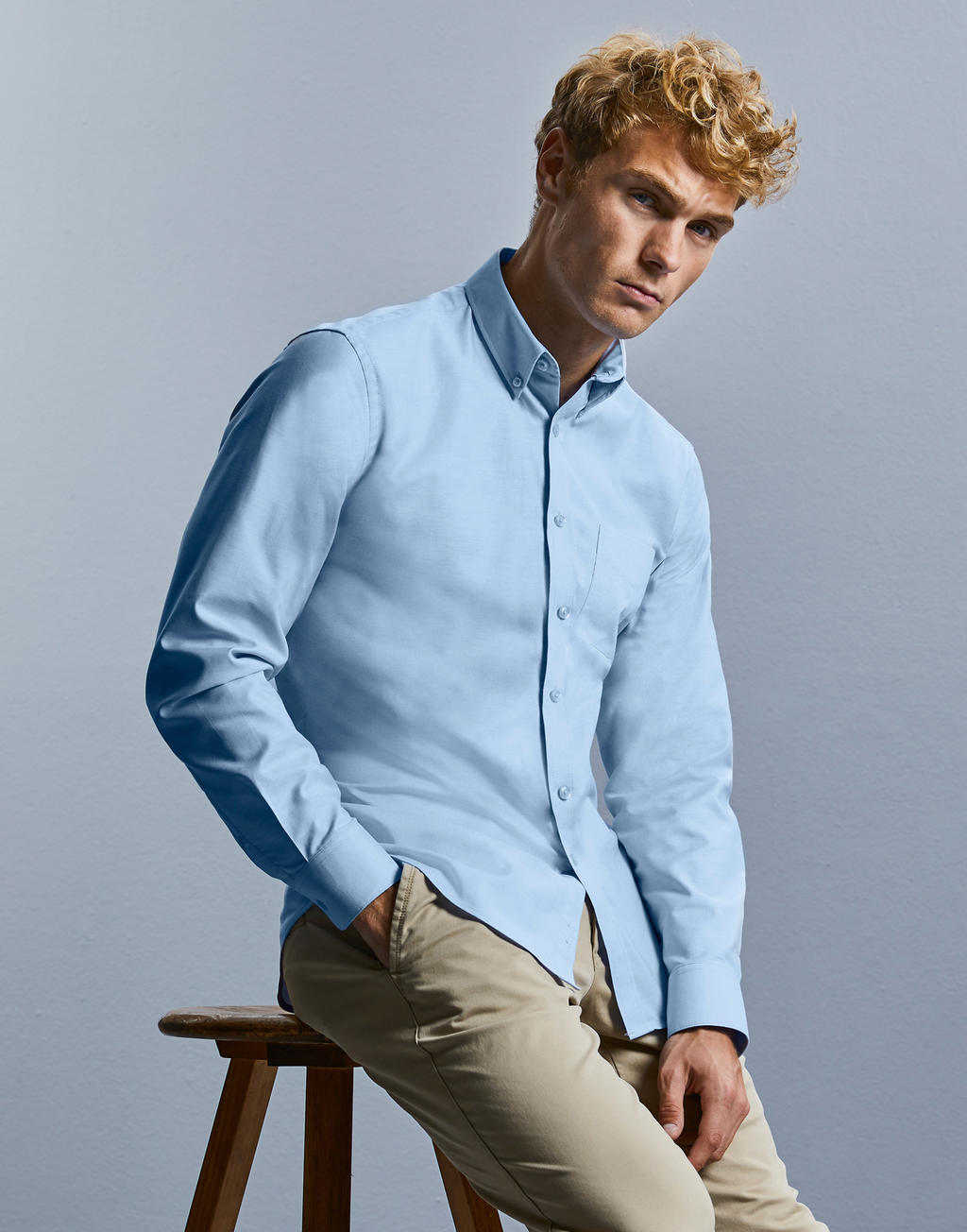  Men's LS Tailored Button-Down Oxford Shirt in Farbe White