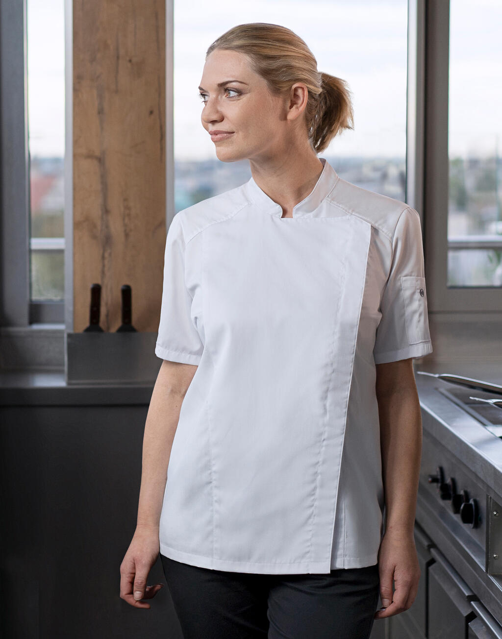 Short-Sleeve Ladies' Chef Jacket Modern-Look - ShirtStore