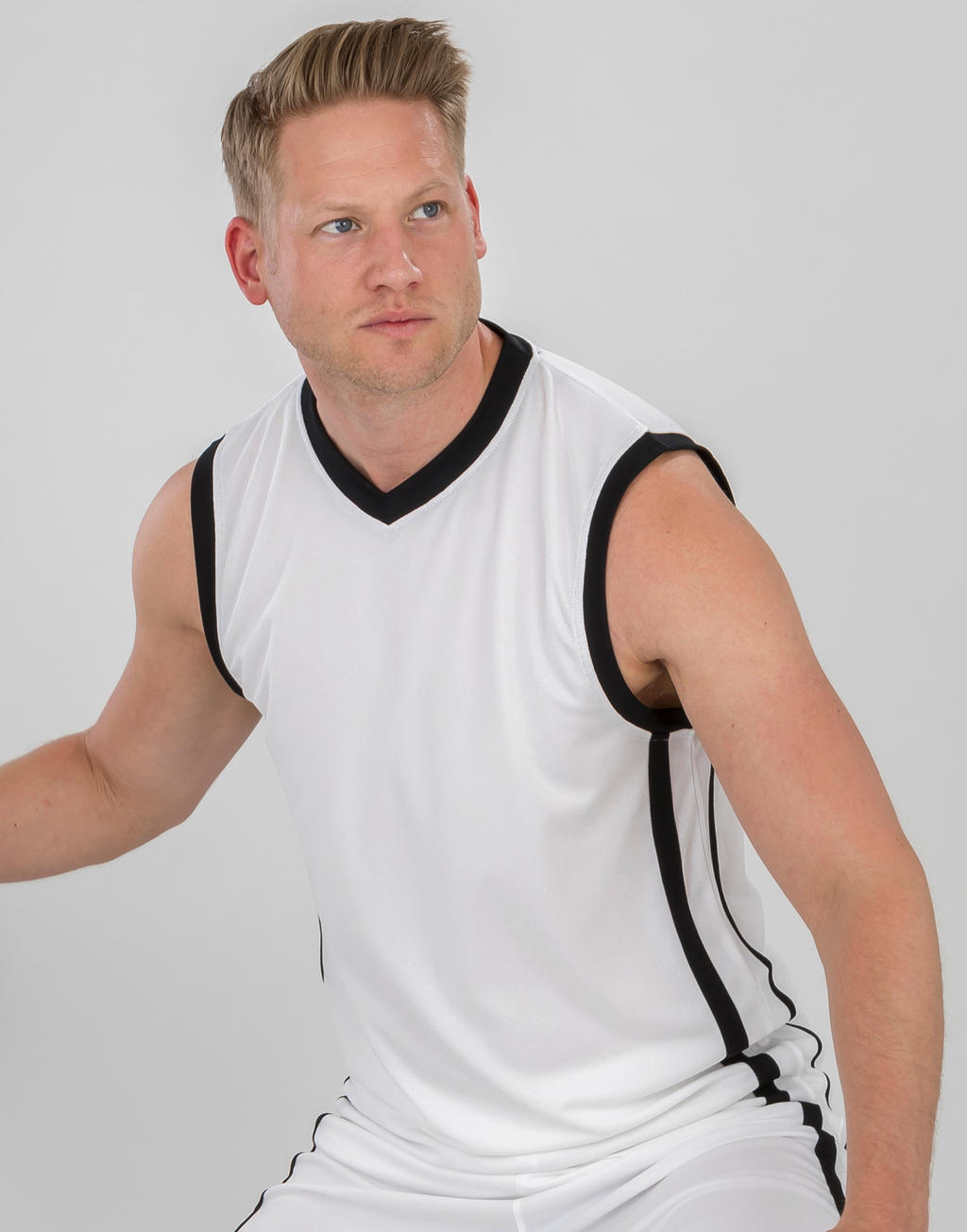  Men's Quick Dry Basketball Top in Farbe White/Black