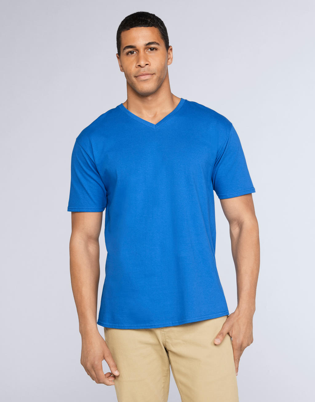  Premium Cotton Adult V-Neck T-Shirt in Farbe White