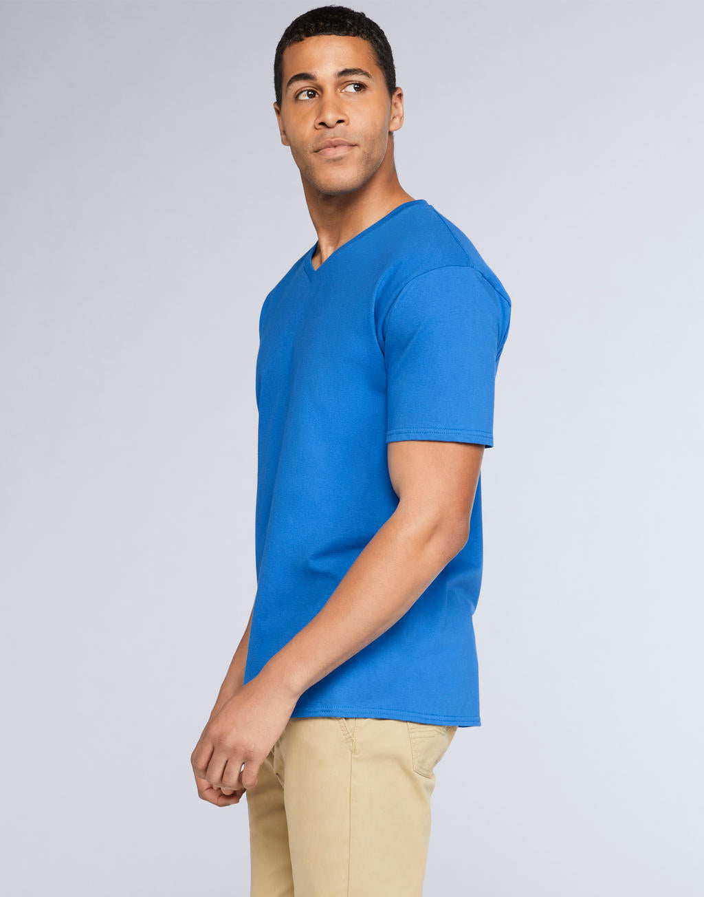  Premium Cotton Adult V-Neck T-Shirt in Farbe White