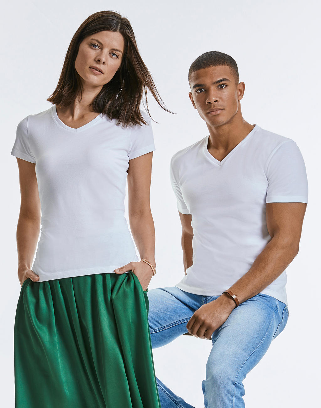  Ladies' Pure Organic V-Neck Tee in Farbe White