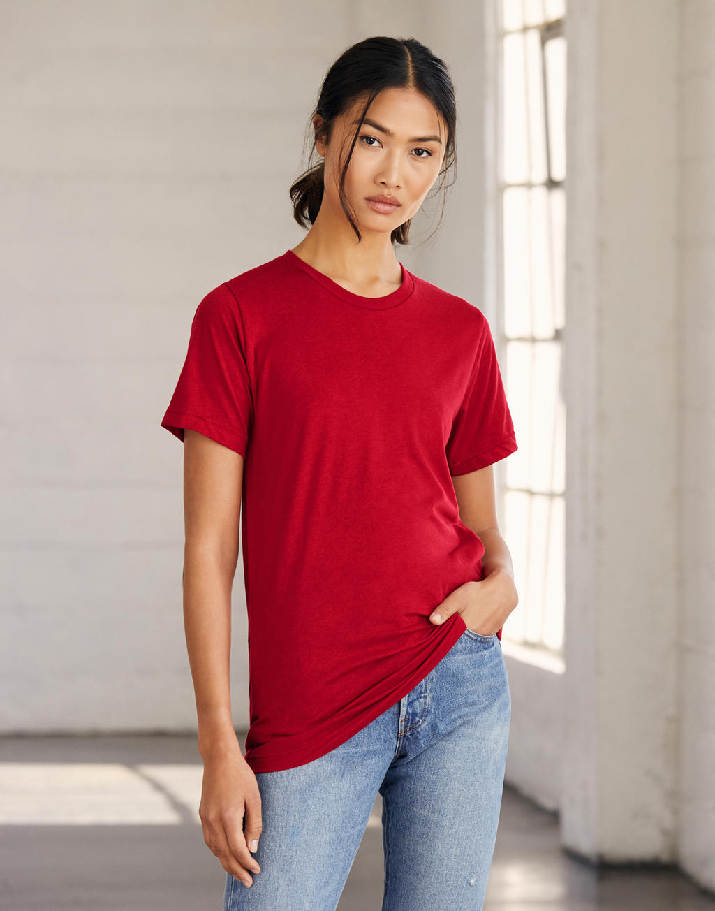  Unisex Triblend Short Sleeve Tee in Farbe Solid White Triblend