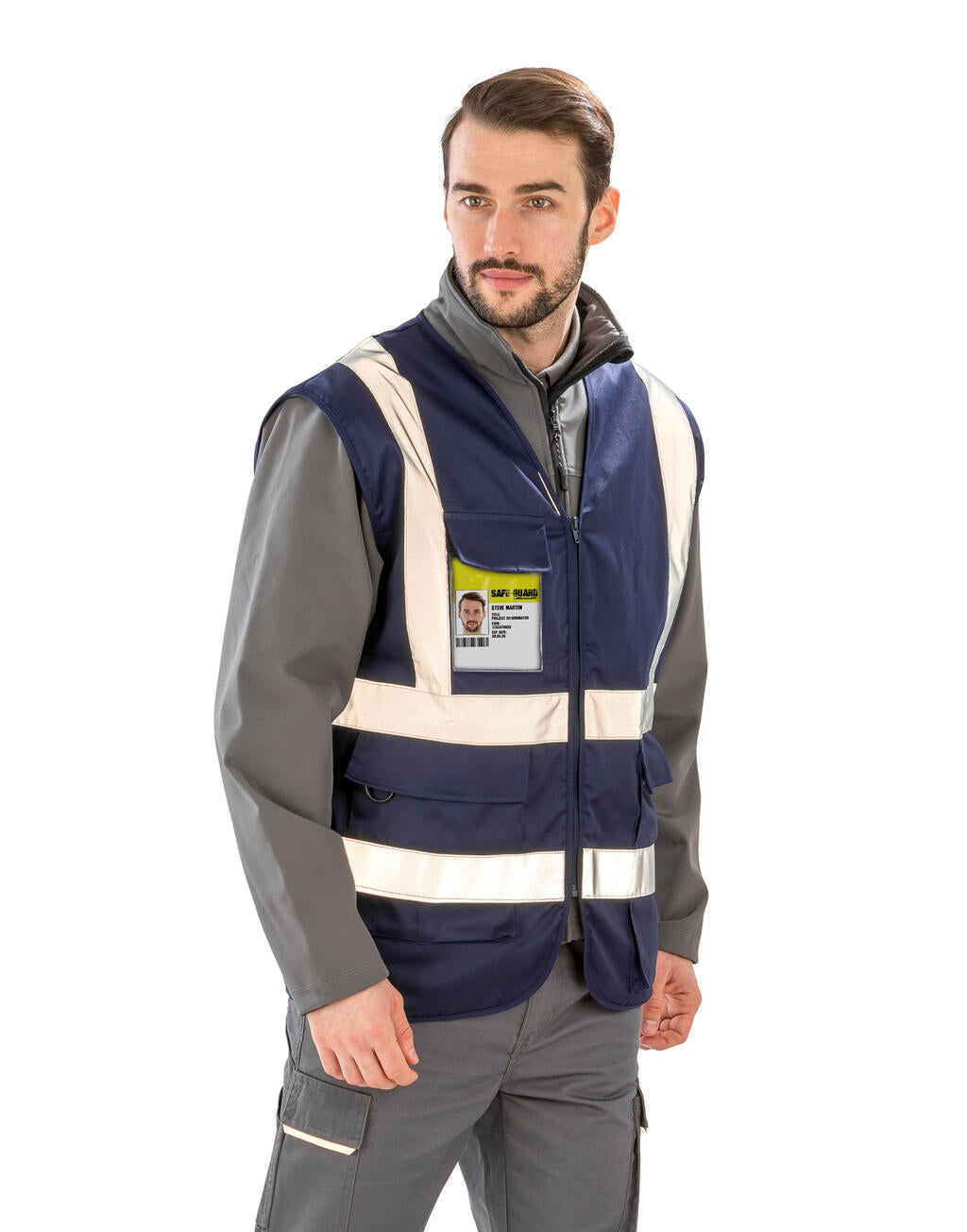  Heavy Duty Polycotton Security Vest in Farbe Black