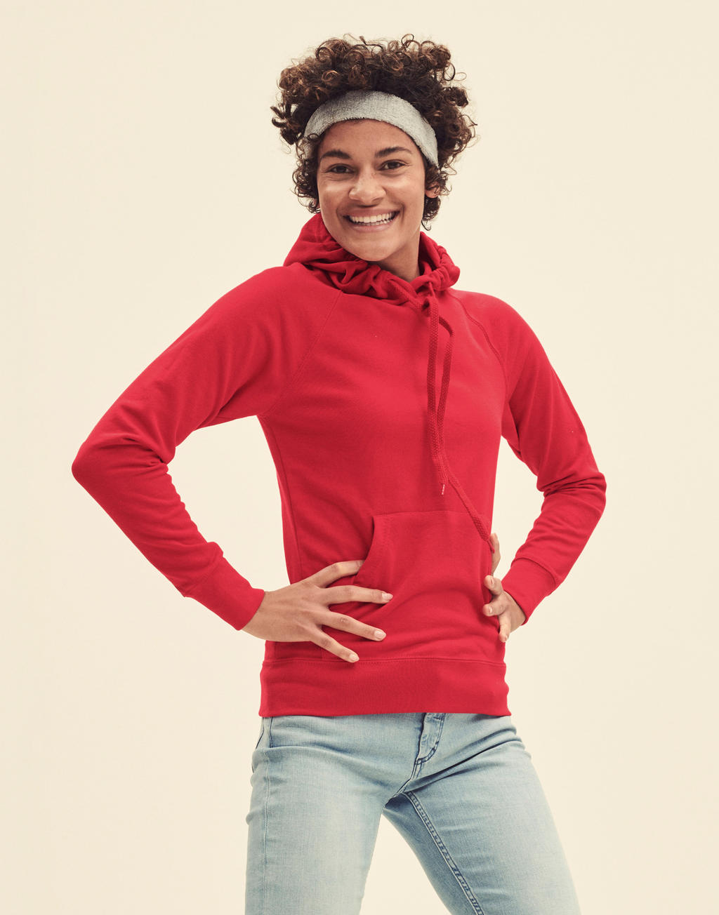  Ladies' Lightweight Hooded Sweat in Farbe White
