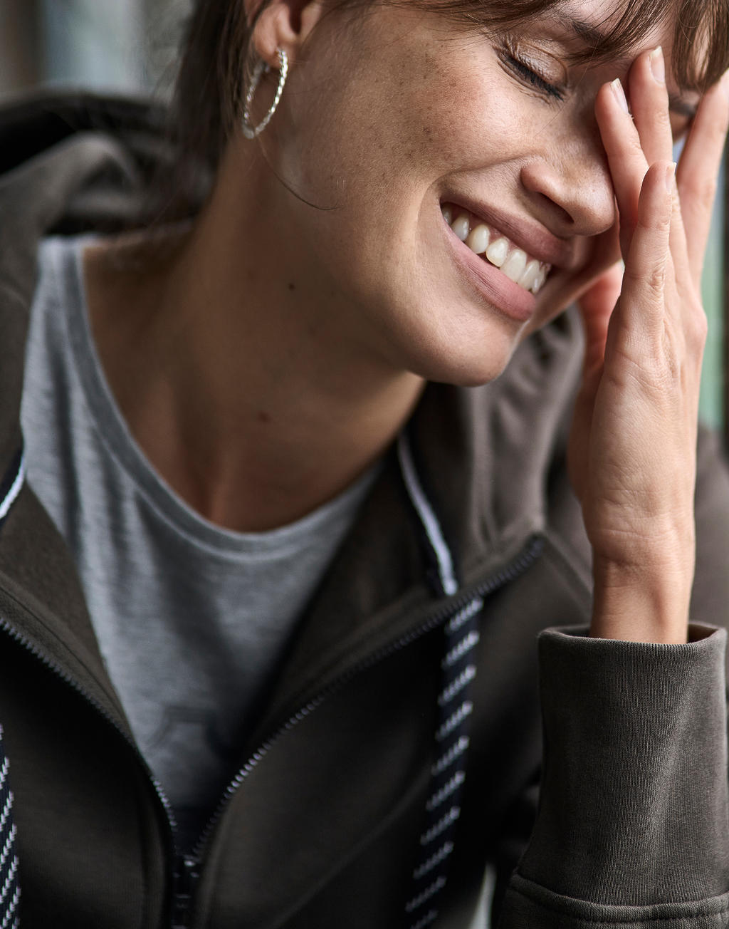  Ladies' Fashion Full Zip Hood in Farbe Flint Stone
