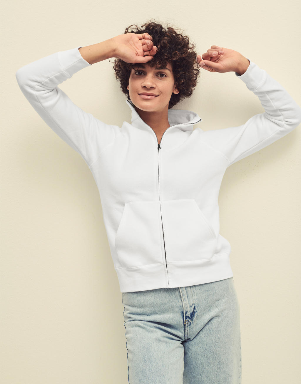  Ladies' Premium Sweat Jacket in Farbe White