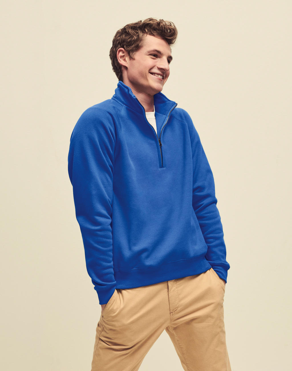  Premium Zip Neck Sweat in Farbe White