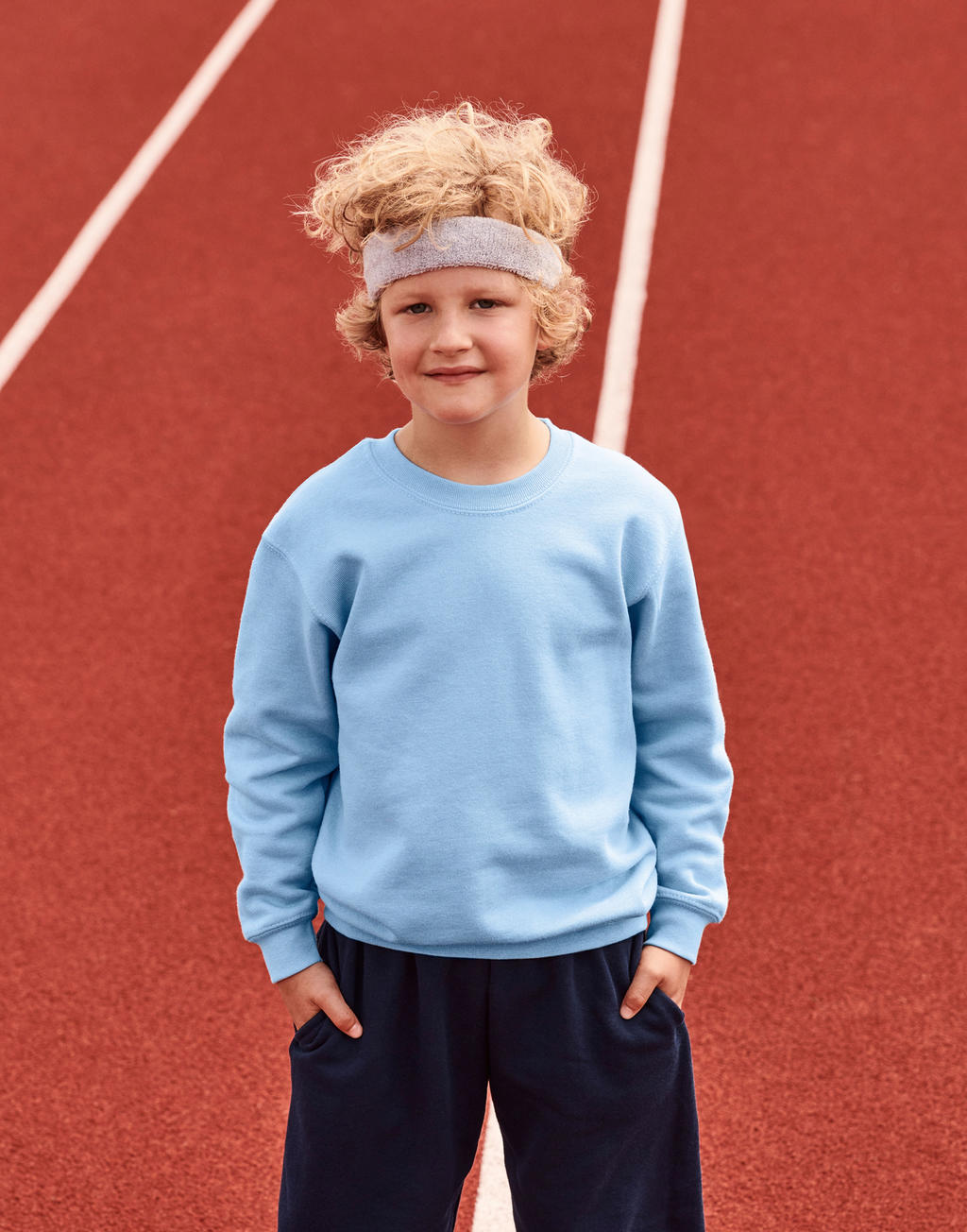  Kids' Classic Set-In Sweat in Farbe White