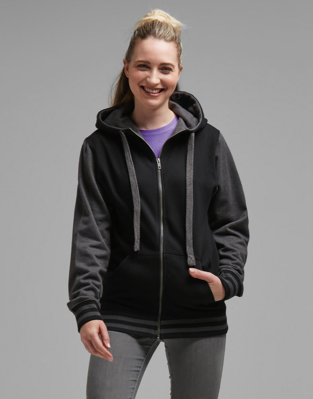  Active Zip Hoodie in Farbe Black/Charcoal
