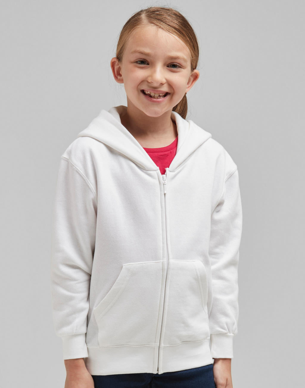  Kids' Zip Hood in Farbe White