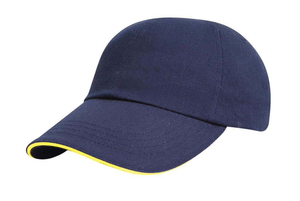  Brushed Cotton Sandwich Cap in Farbe Navy/Yellow