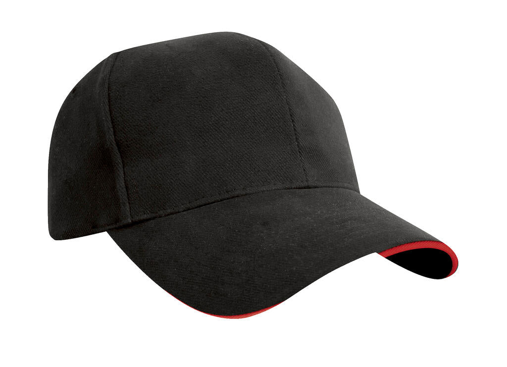 Sandwich Brushed Cotton Cap in Farbe Black/Red