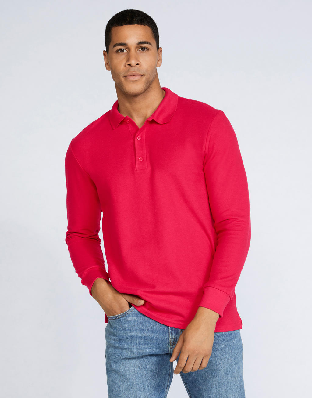  Premium Cotton Adult Double Piqué Polo LS in Farbe White