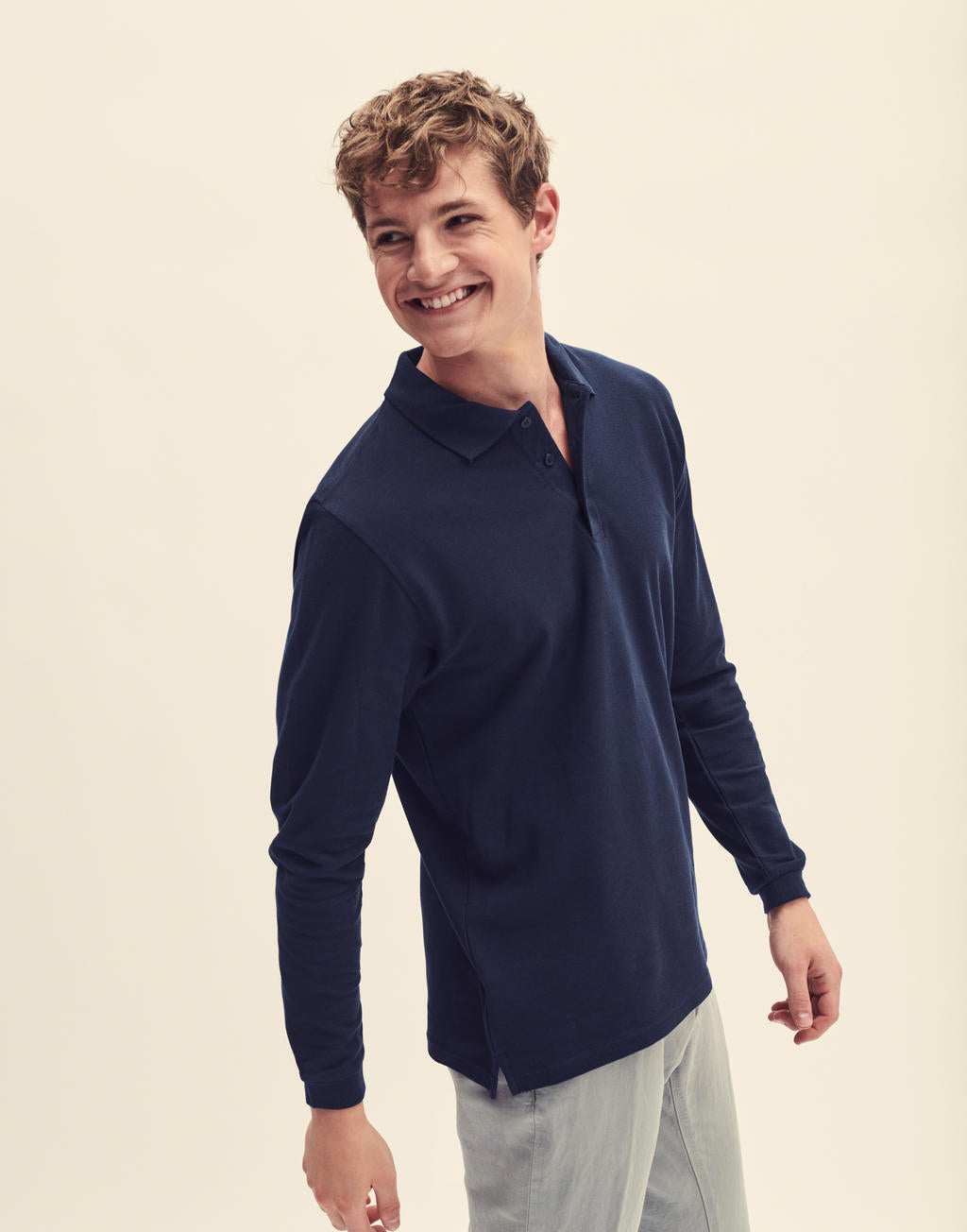  Premium Long Sleeve Polo in Farbe White