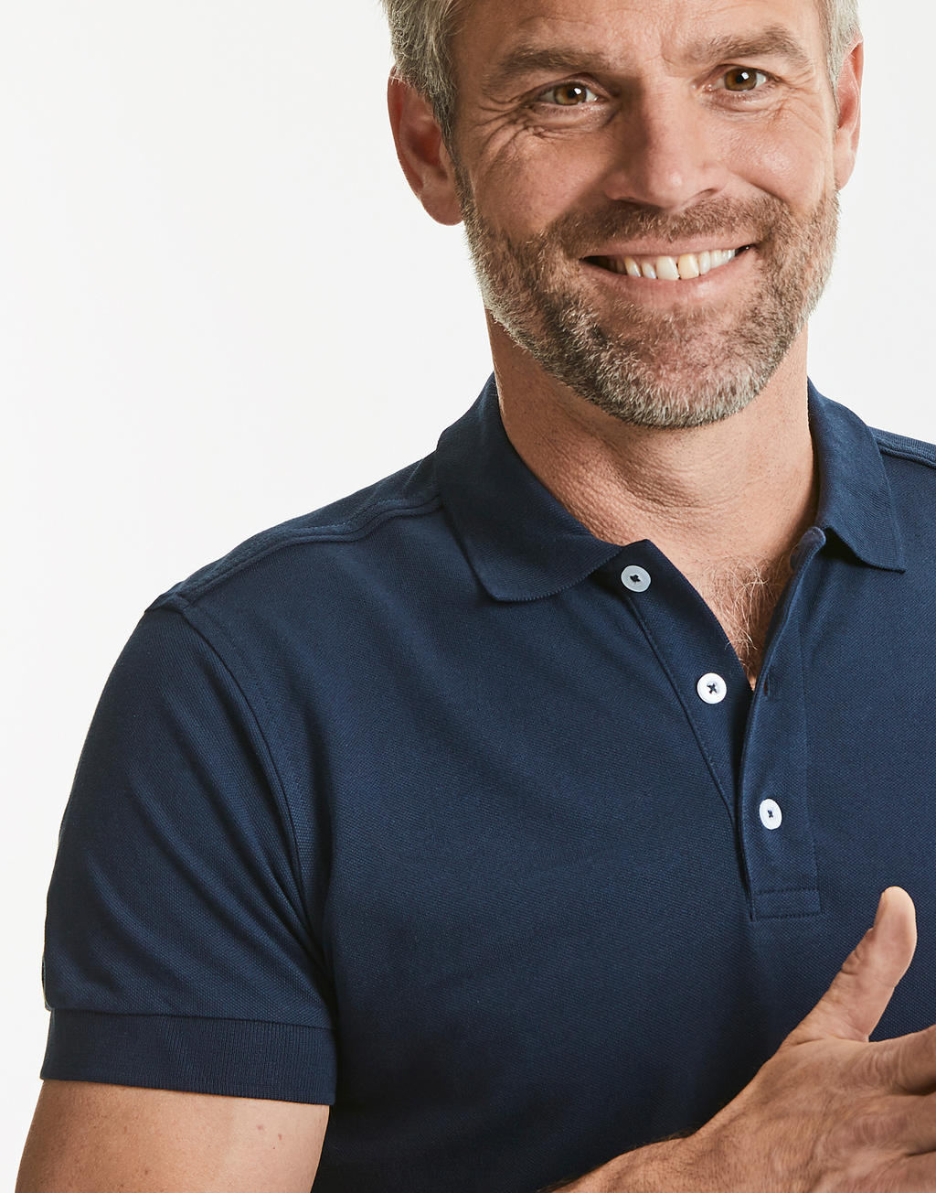  Men's Fitted Stretch Polo in Farbe White