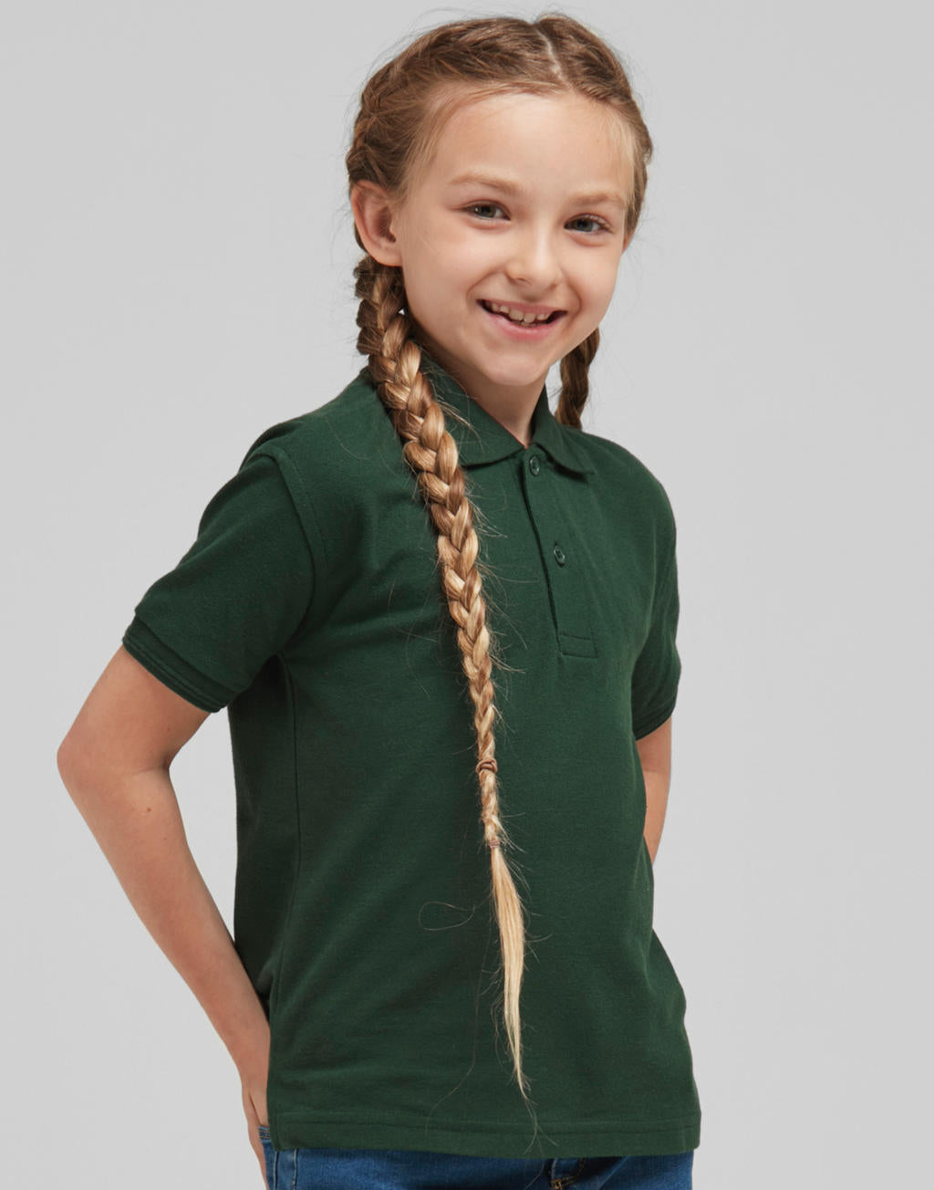  Kids' Cotton Polo in Farbe White