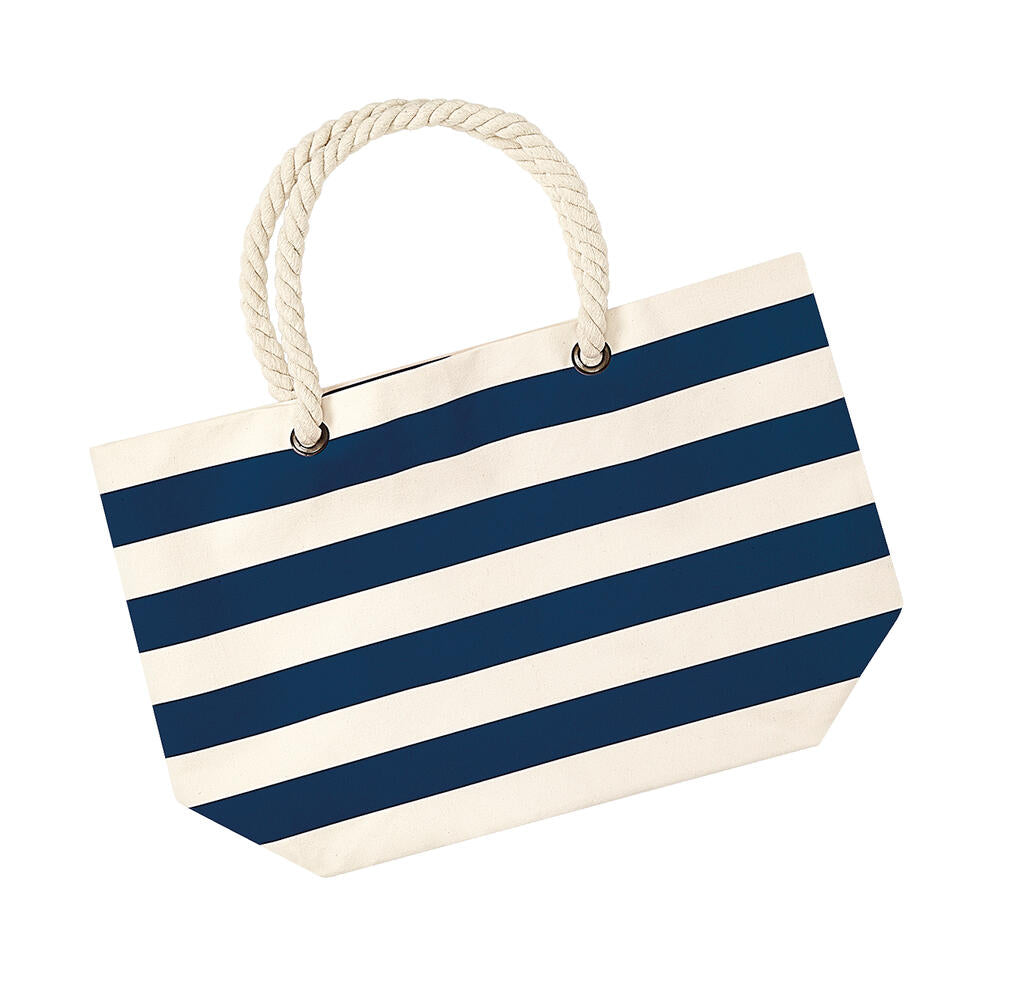  Nautical Beach Bag in Farbe Natural/Navy