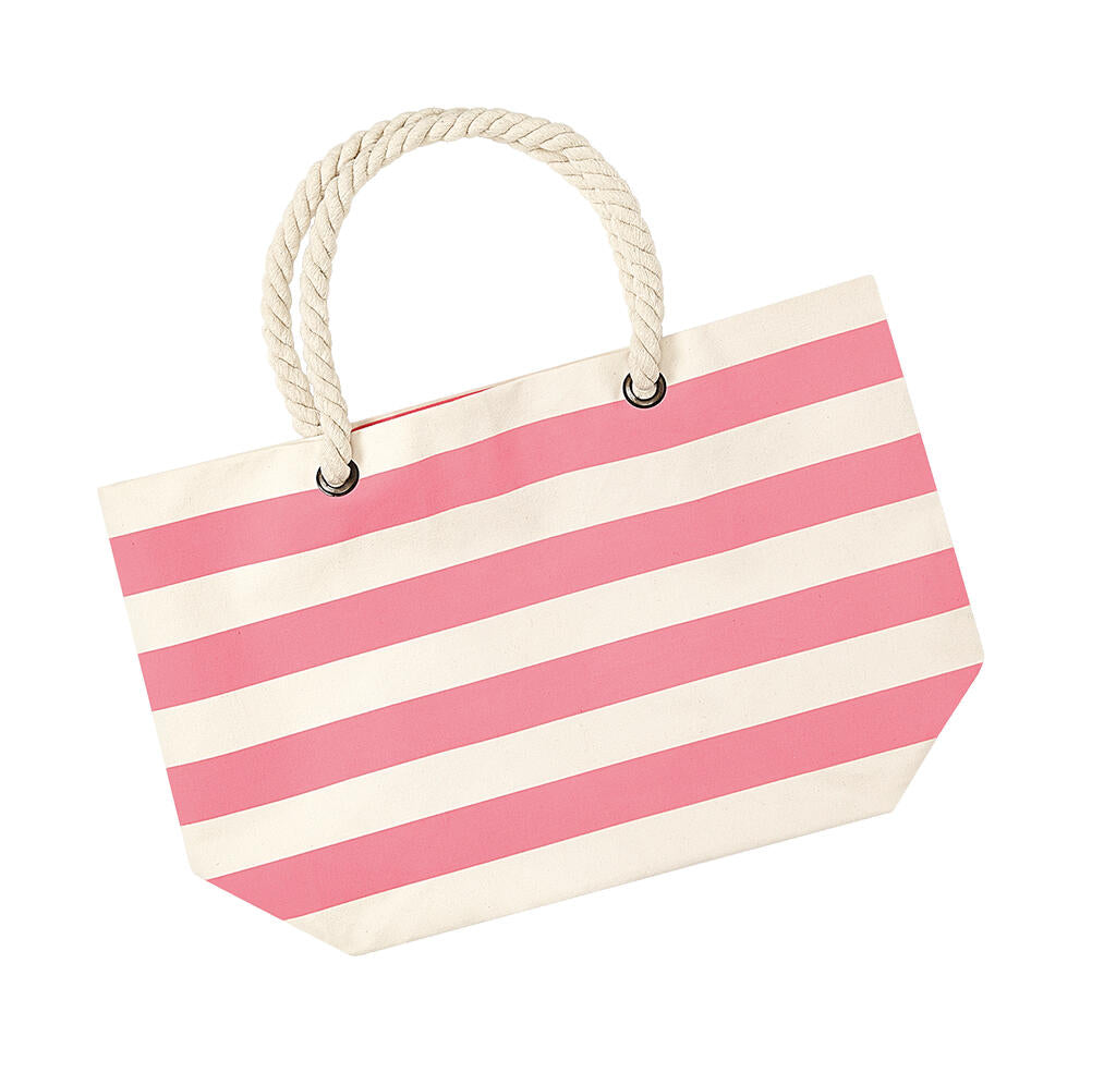  Nautical Beach Bag in Farbe Natural/Pink
