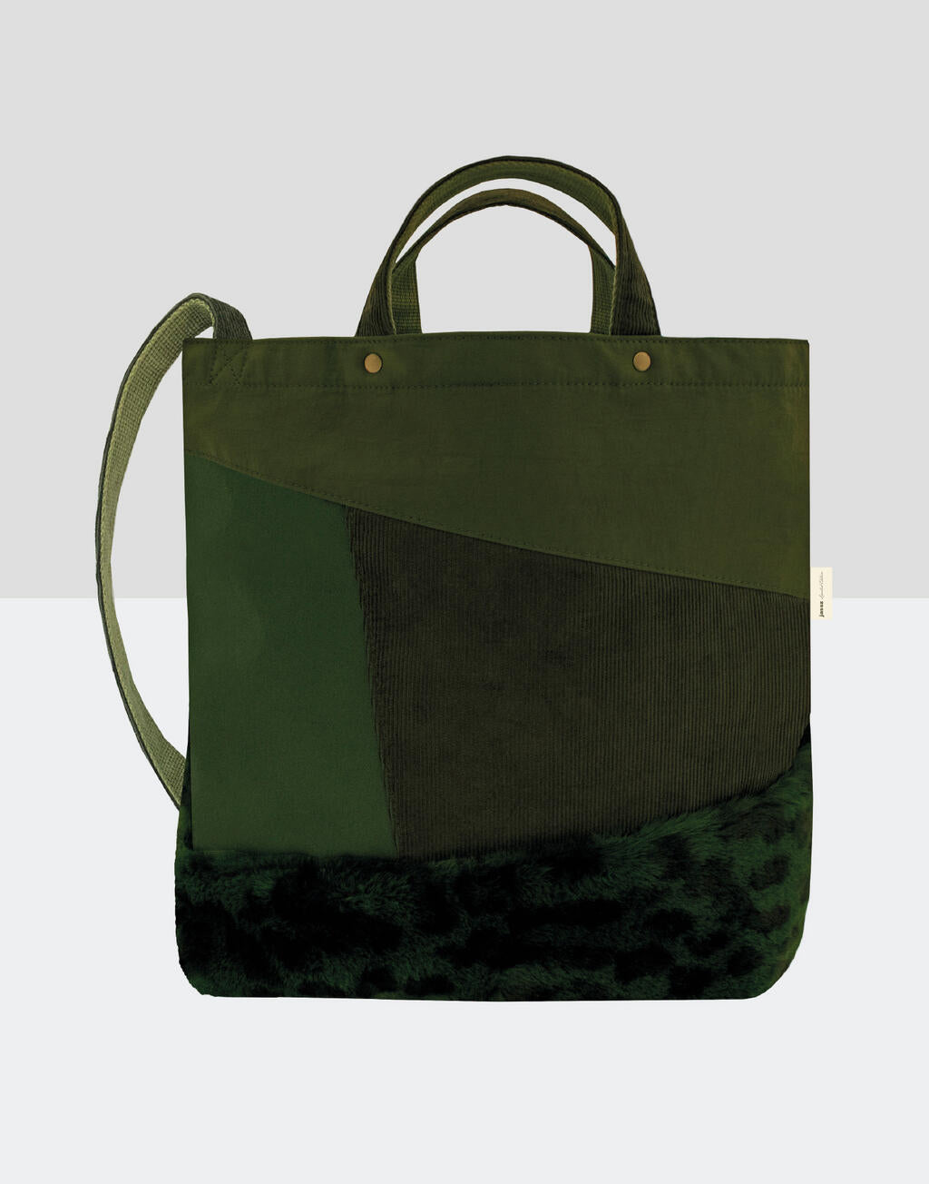  Satomi Faux Fur Shoulder Bag in Farbe Olive Green
