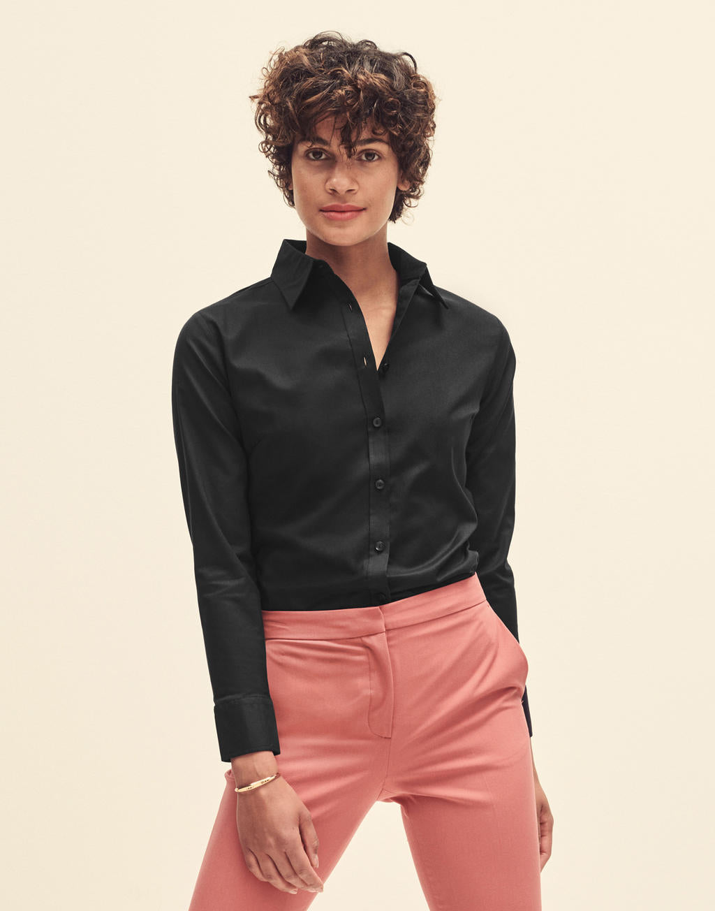  Ladies' Oxford Shirt LS in Farbe White