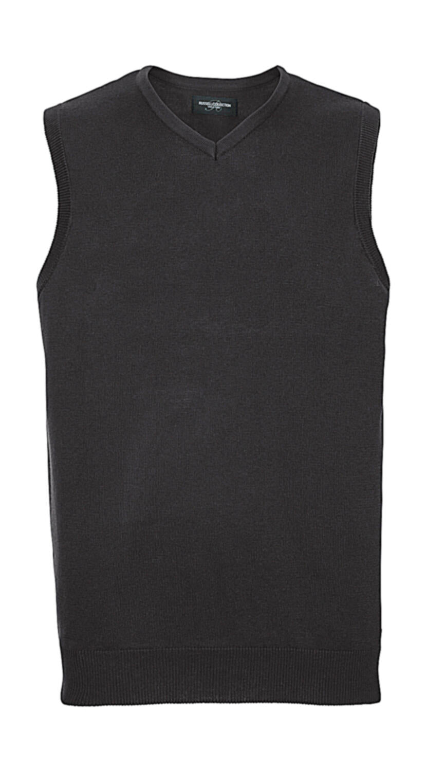 Adults' V-Neck Sleeveless Knitted Pullover in Farbe Black