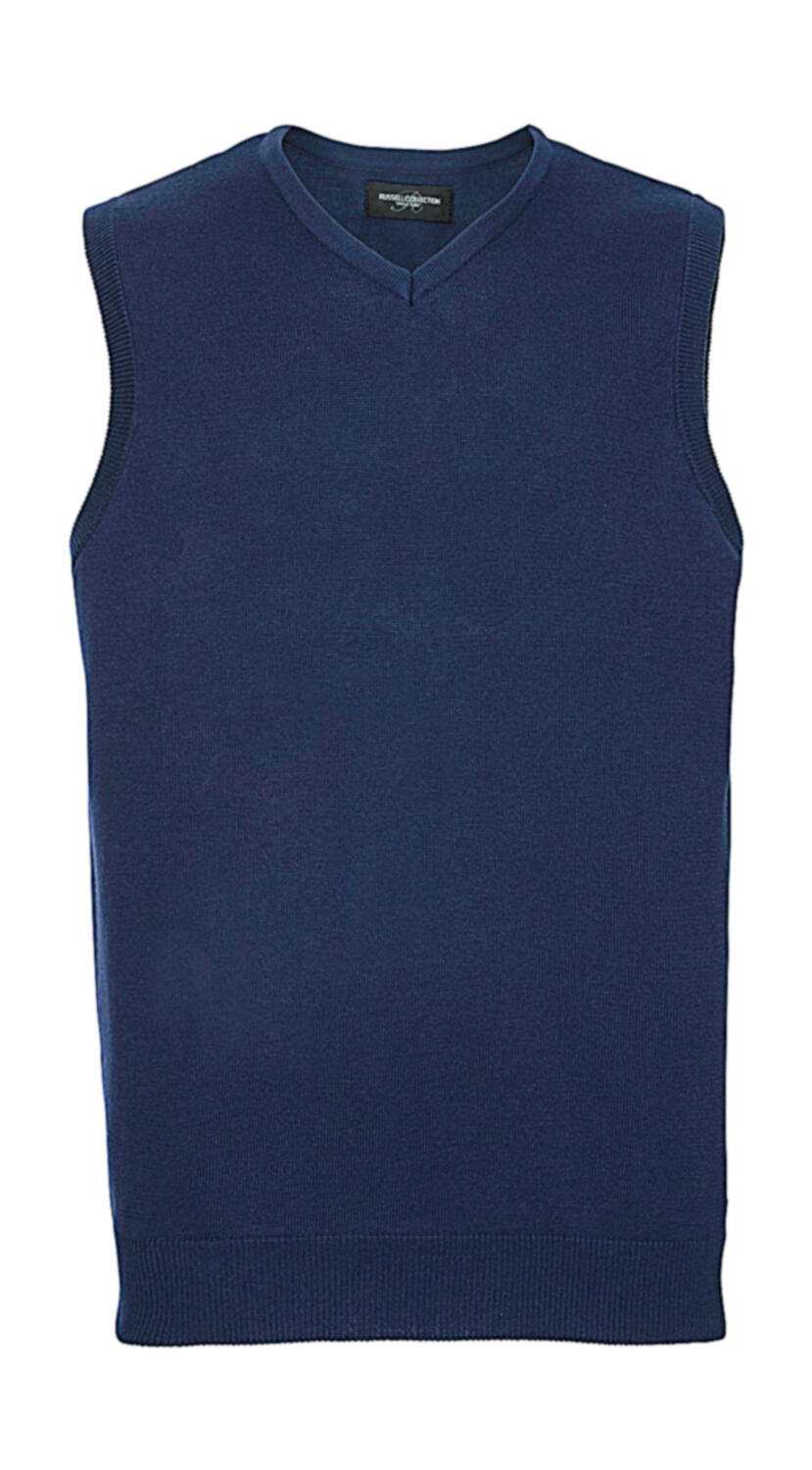 Adults' V-Neck Sleeveless Knitted Pullover in Farbe Denim Marl