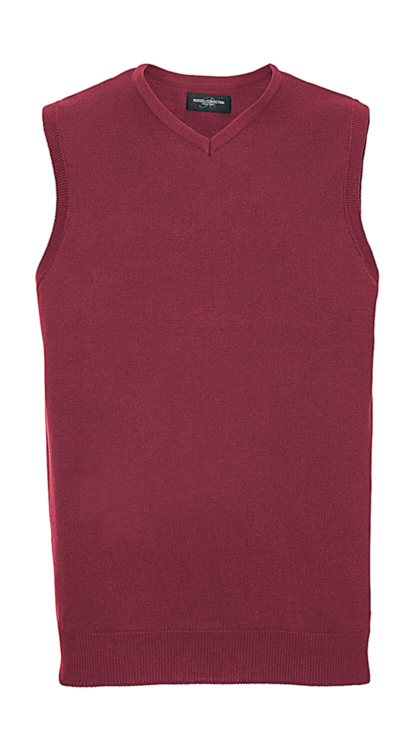 Adults' V-Neck Sleeveless Knitted Pullover in Farbe Cranberry Marl