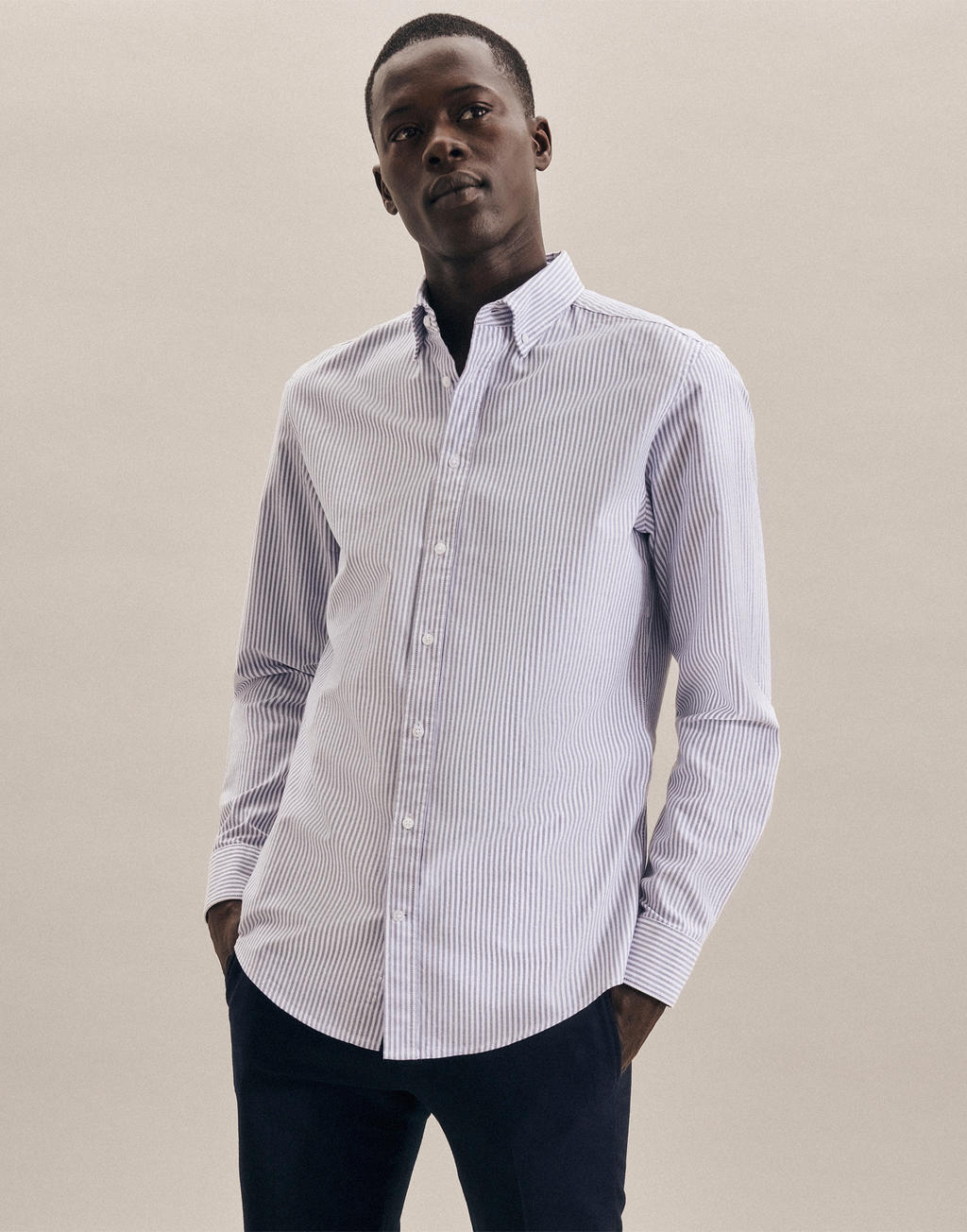  Seidensticker Slim Fit 1/1 Business Button Down in Farbe Oxford Light Blue