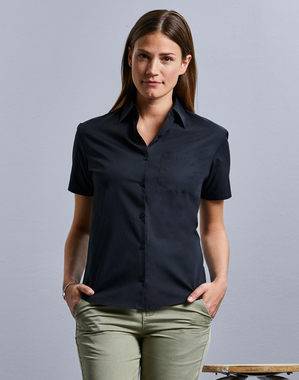  Ladies' Cotton Poplin Shirt in Farbe White