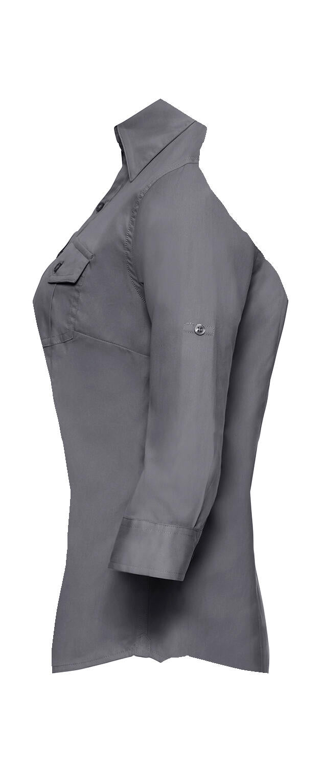  Ladies' Roll 3/4 Sleeve Shirt in Farbe White