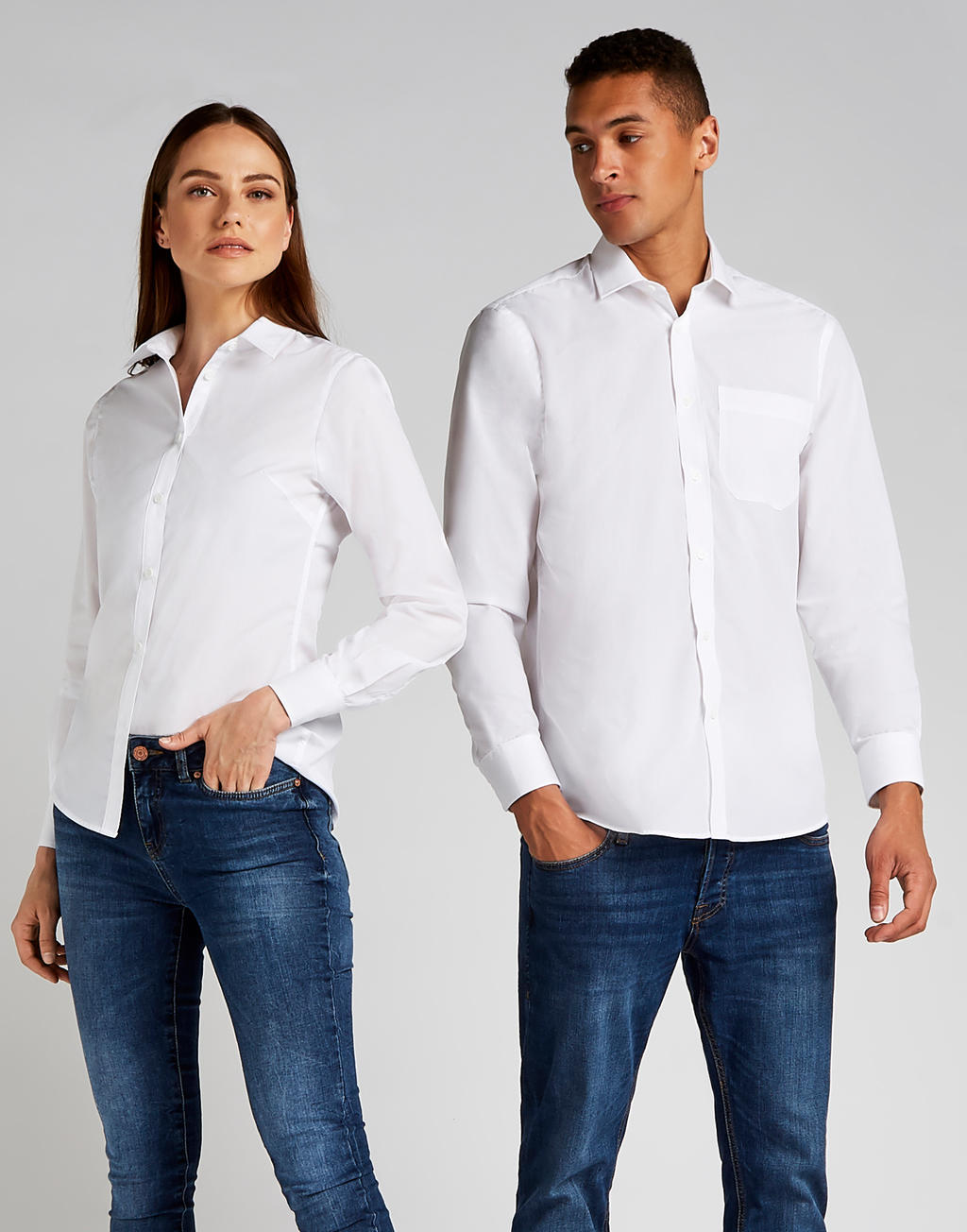  Women's Tailored Fit Poplin Shirt in Farbe White