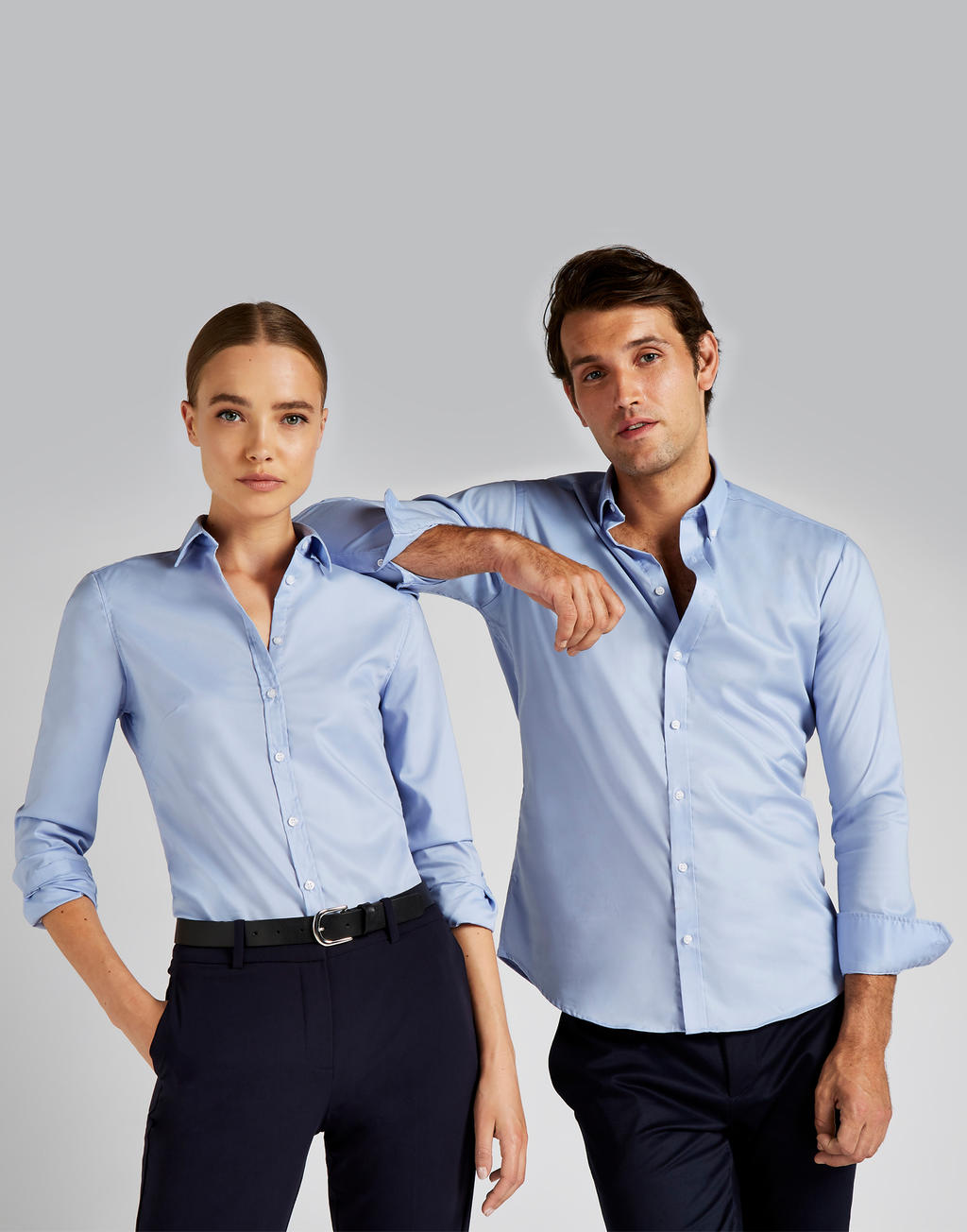  Women's Tailored Fit Stretch Oxford Shirt LS in Farbe White