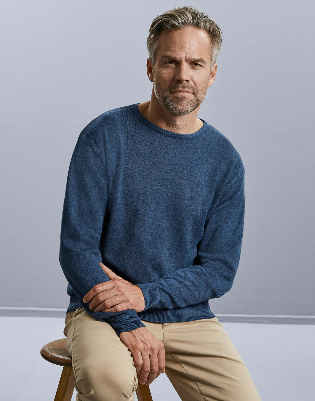  Men's Crew Neck Knitted Pullover in Farbe Black