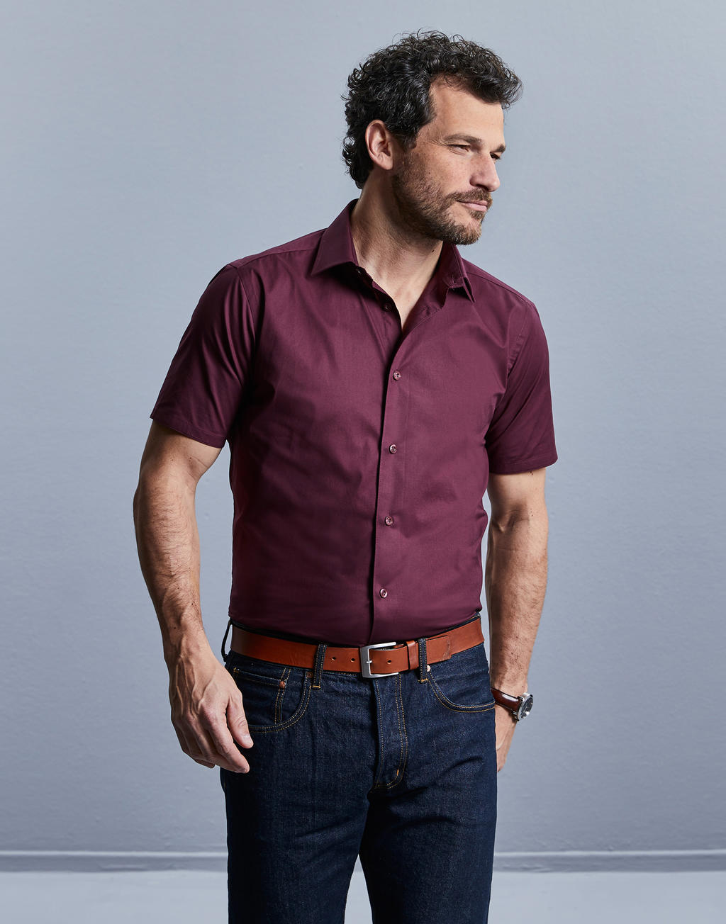  Fitted Stretch Shirt in Farbe White