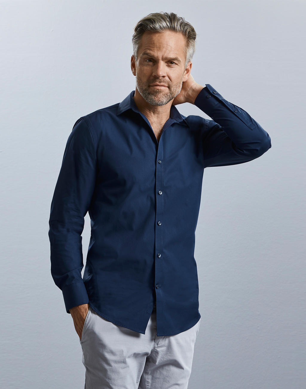  Men's LS Ultimate Stretch Shirt in Farbe White