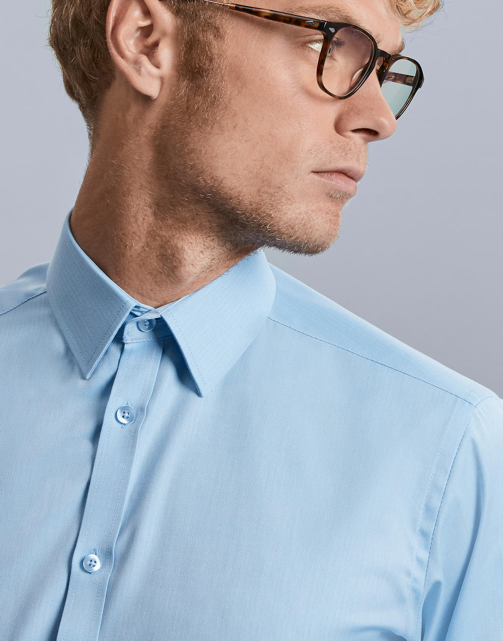  Men's LS Herringbone Shirt in Farbe White