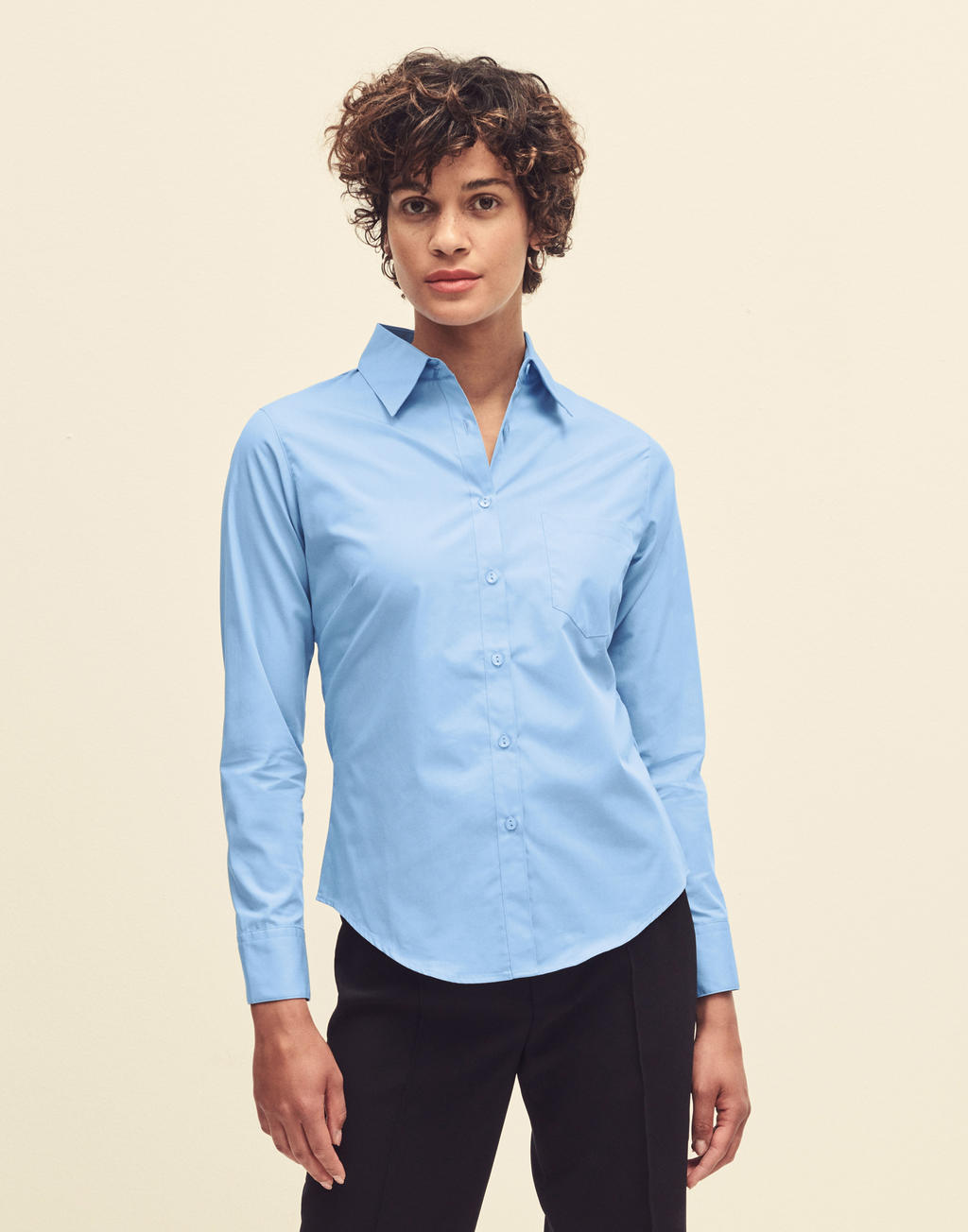  Ladies' Poplin Shirt LS in Farbe White