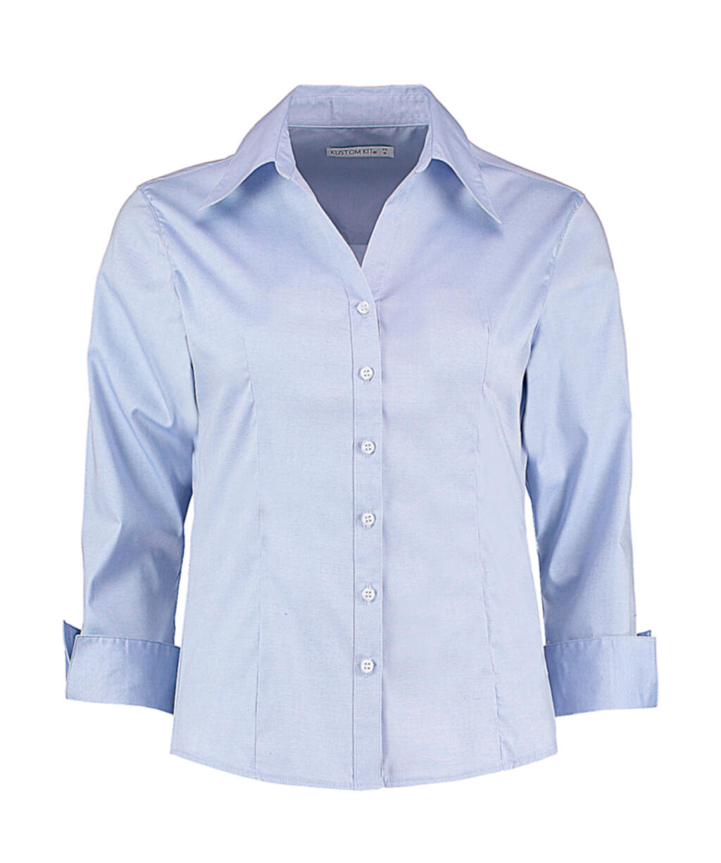Women's Tailored Fit Premium Oxford 3/4 Shirt in Farbe Light Blue