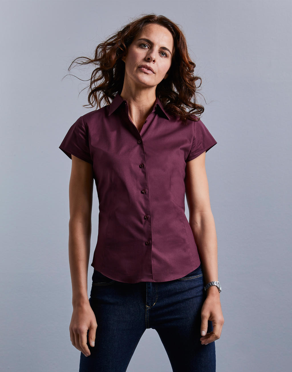  Ladies' Easy Care Fitted Shirt in Farbe White